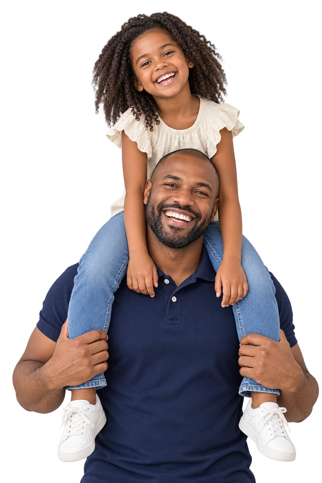 Father and daughter smiling together