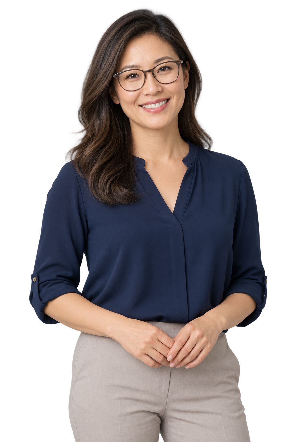 Woman wearing prescription glasses