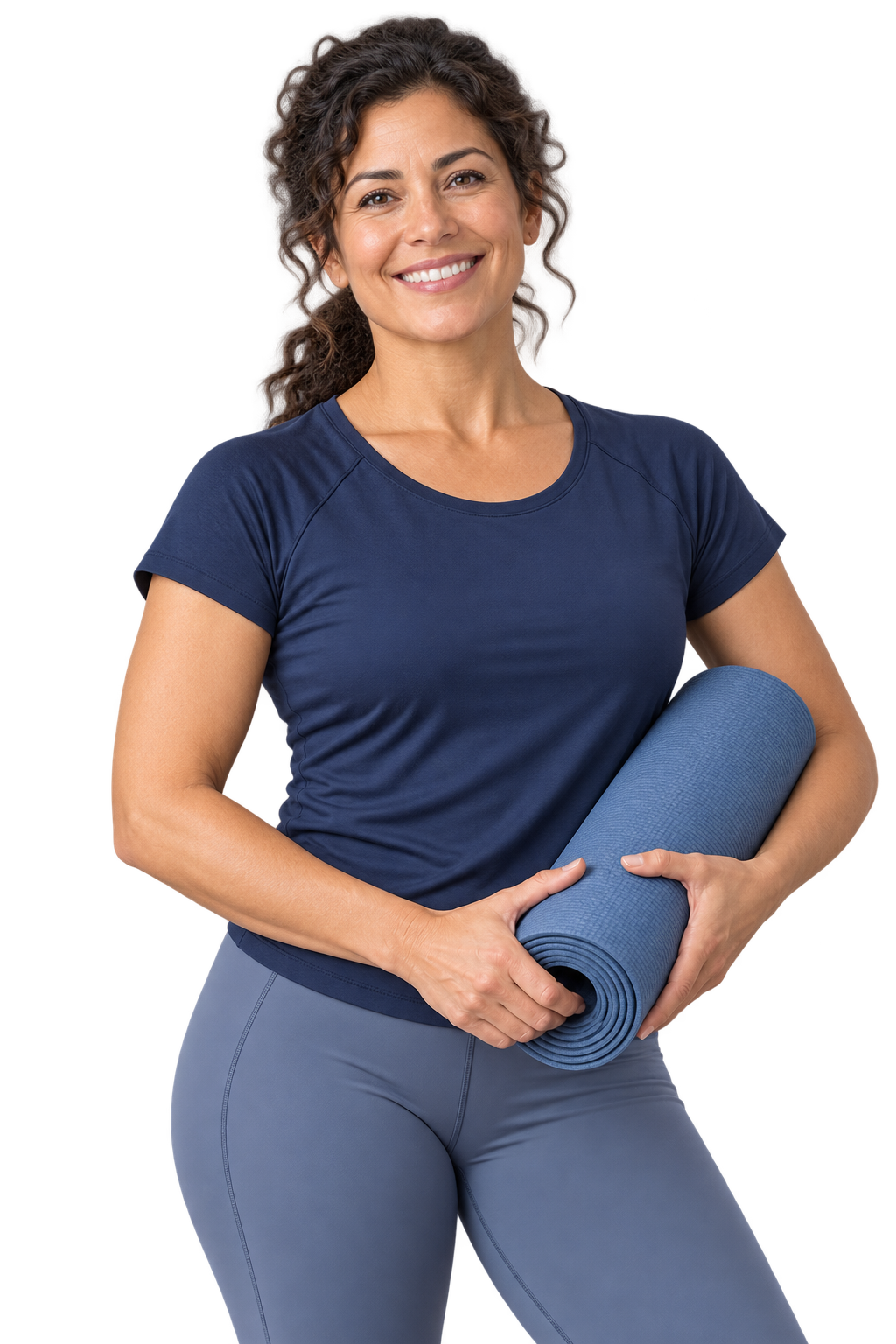 Woman holding a yoga mat